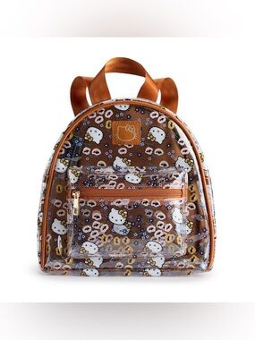 NWT-Hello Kitty unique and rare 
Clear Mini Backpack in Brown adjustable straps